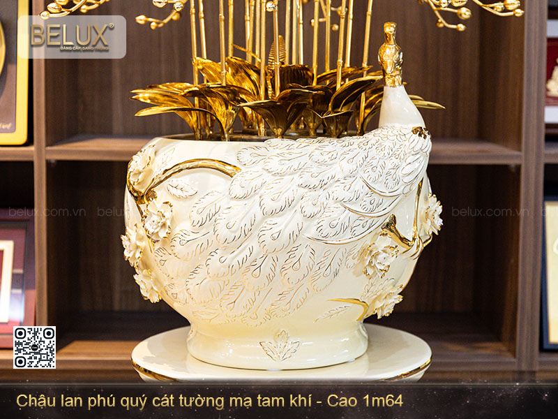 Chậu Lan Phú Quý Cát Tường Mạ Tam Khí Cao 1m64